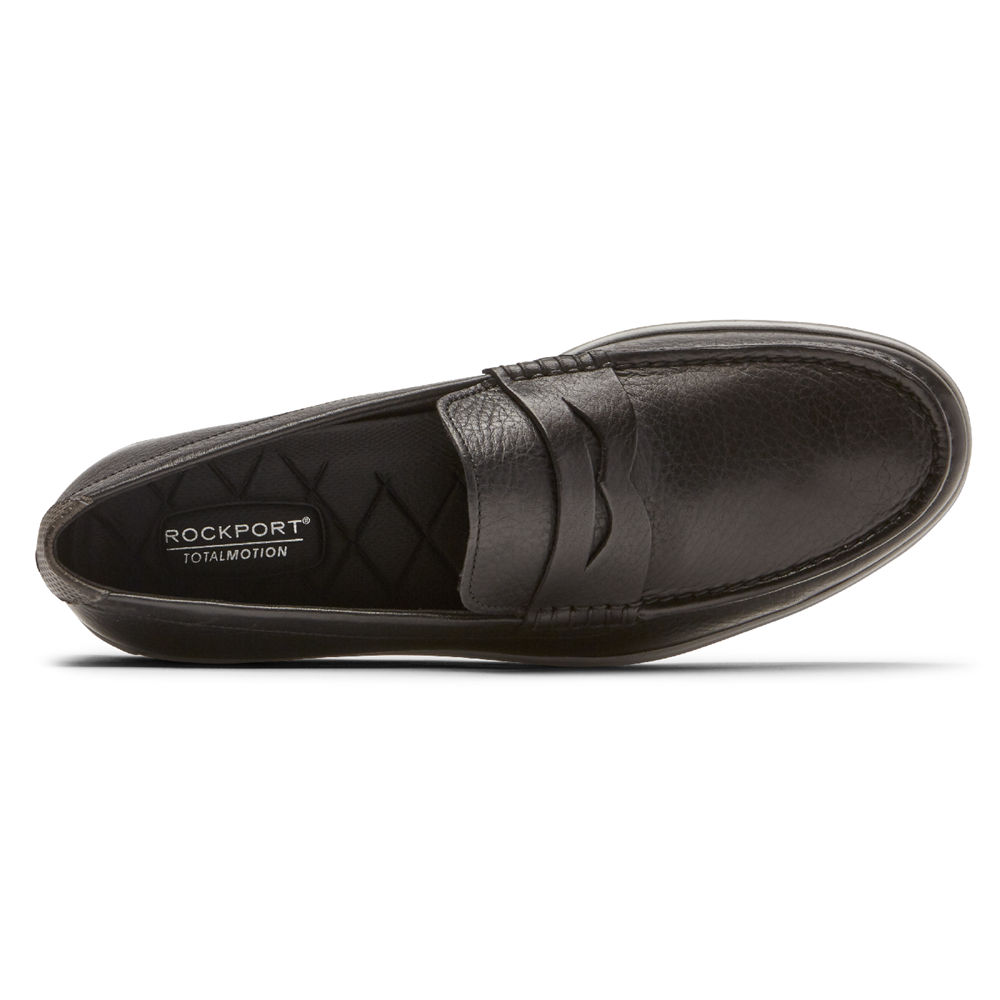 Mens Loafers - Rockport Total Motion Lite Penny - Black - YQPG90687